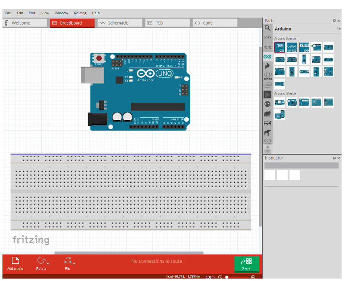 Fritzing Arduino breadboard