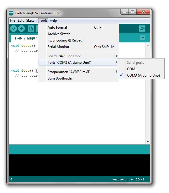 Arduino Tools Port menu